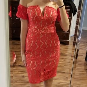 Red lace dress